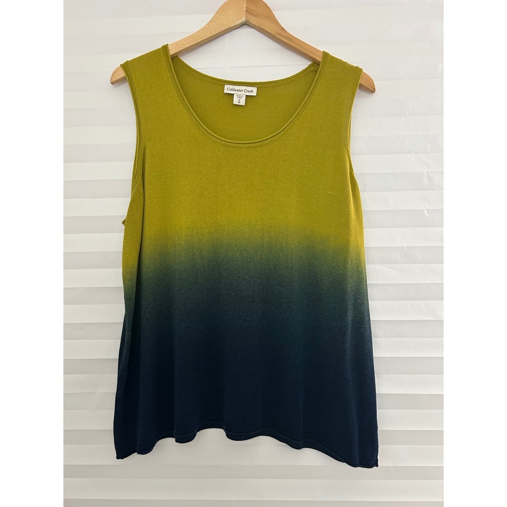 Coldwater Creek Ombre Knit Shell Top Green Navy Blue Sleeveless Tank 1X 18